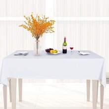 1OO% Waterproof Rectangle PVC Tablecloth - 52 X 70 Inch - Oil Proof Spill Proof Vinyl Table Cloth, Wipe Clean Table Cover For Dining Tables, Buffet Parties And Camping, White - White52inchx70inchRectangular - View 7