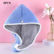 1/2pcs Double Layer Hair Drying Towel, Soft & Comfortable, Quick Absorbent & Fast Drying, Multiple Colors Available, Suitable For Autumn Decor, Holidays, Bathroom, Back To School, Salons, Hotels, Sports, Home Essential, Towel, Skincare - Multicolor - View 12