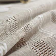 Gernaice Rustic Stripe Embroidered Tablecloth Heavy Tassel Small Rectangle Cotton Linen Table Cloth Wrinkle Free Washable Table Cover For Coffee Living Room Sofa Table Brown 36x55 Inch - 棕色 - 查看 7