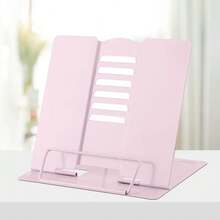 Book Stand Metal Desk Book Holder, Book Holders For Reading Hands Free, Adjustable Cookbook Documents Holder, Portable Bookstand For Music Books, Textbook, Recipe, Tablet, Ipad (Macaron Pink) - 馬卡龍粉色 - 查看 2