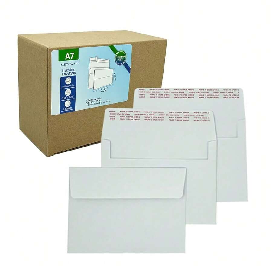 A7 Invitation Envelopes (120 PCS 5.25x7.25 In) - Windowless Design 120GSM White Paper Envelopes With Printable Quick Se--Seal For Invitations, Greeting Cards, Photos, Invoices - 120pcs5.25*7.25in - View 1