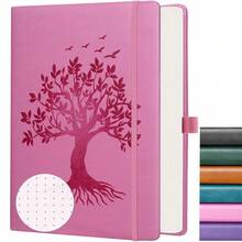A5 Bullet Dotted Journal Notebook For Women -150gsm Thick Paper, 256 Pages, Dot Grid Hardcover, Tree Of Life Design, Fine Inner Pocket - 5.9inch * 8.5inch Pink - 粉紅色A5點狀 - 查看 1