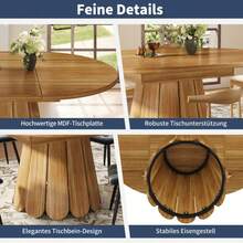 Extendable Dining Table, Kitchen Table, Balcony Table, Wooden Table, Round Table That Converts To Oval, 118-158 Cm, Seats Up To 6, Brown - Mocha Brown - View 5