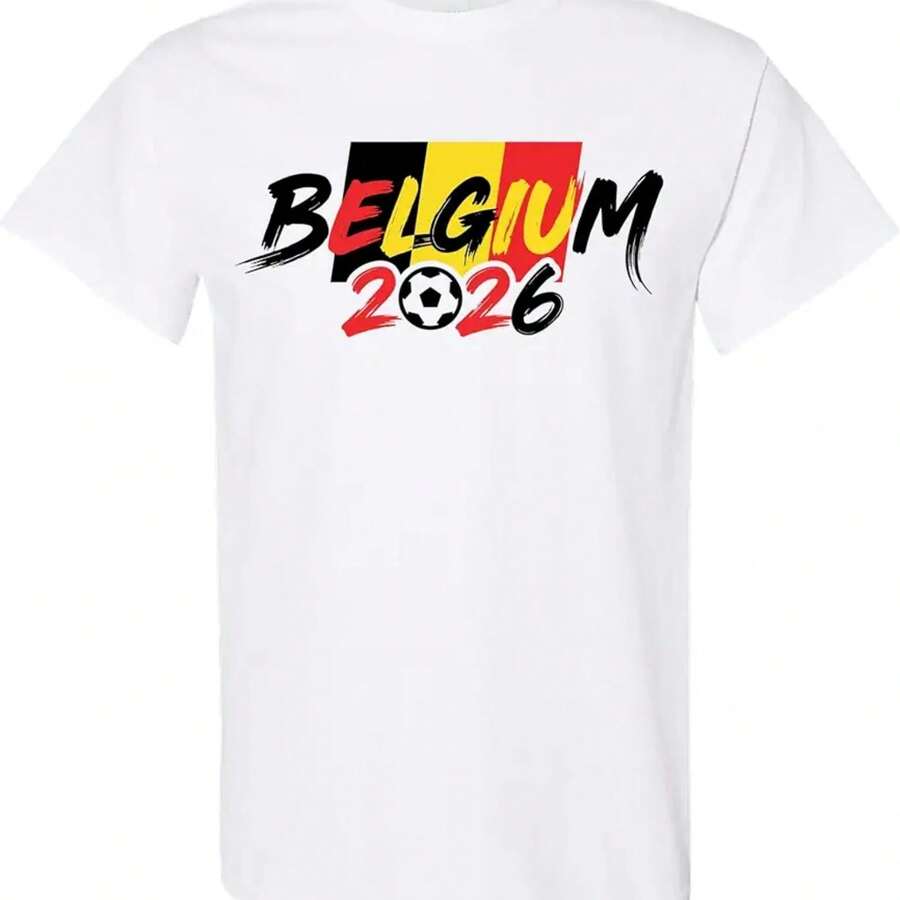 2026 World Cup Qualified Teams T-Shirt Soccer Fans USA Canada Mexico US Alpha Medium Regular Regular Belgium - 白色 - 查看 1