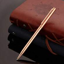 1-6Pcs Silver Gold Gun Black Rose Gold Metal Slim Ballpoint Pens Bulk Retractable Metallic Black Ink 1 Mm Medium Point Smooth Writing Pens For Wedding Business Hotel Office Supplies Students Teachers Men Women Present,Back To School - Multicolor - View 4