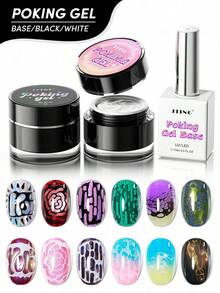 JTING Newest Arrival 5G Poke Gel White Black Color Poking Gel Polish With Poking Base Coat Lace Gel Nail Polish For Nail Art Nail Polish And Home Nails - Multicolor - View 1