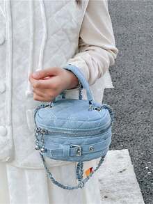 1pc Mini Cute Coin Purse, Fluffy Bucket Bag For Autumn/Winter, Chain Shoulder Crossbody Bag, Suitable For Parent-Child Interaction, Multiple Colors Available, Ideal For Travel, Shopping And Various Occasions, Perfect Gift For Halloween, Thanksgiving, Christmas - Best Seller - Denim Bucket Bag - View 4
