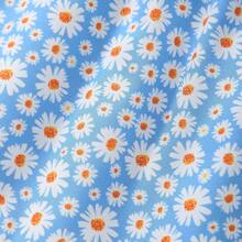 MommBaby Baby Girl Summer Beach Daisy Print Sleeveless Dress With Hat - Baby Blue - View 6