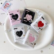 2-Inch Simple Korean Style Photo Album, Hollow Heart Shaped Idol Photo Card Holder, Keychain Pendant