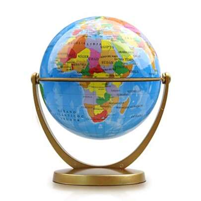CYPNGlobo Terraqueo Vintage Mini Globo Terráqueo para Niños de Edición en Español Globo Mundo con Base Dorada Rotación de Escritorio Aprenda Geografía para la Escuela Oficina Casa 10.6cmFashion
