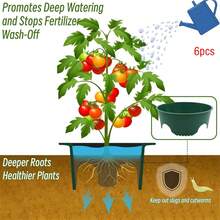6Pcs Planting Grow Rings Plastic Plant Watering Protective Round Edging For Vegetables, Herbs And Flowers - Green - View 3