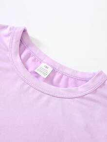 Printed With Disney Mickey Mouse Balloon Popcorn Game Machine Pattern, Officially Authorized By Disney, Round Neck And Short Sleeves For Summer Girls, Carnival, Mother's Day, Mother-Daughter Clothes, Suitable For Daily Wear, Vacation, Outdoor Activities, And Can Also Be Used As Children's Gifts. - Mauve Purple - View 3