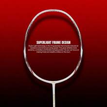 GForce X5 Raqueta de bdminton de fibra de carbono con cubierta completa gratuita 82 gramos, 28 libras - Blancorojo - Ver 4