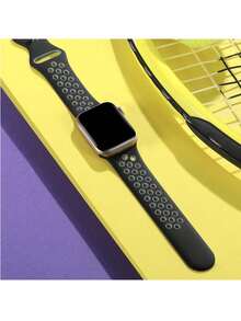 1pc Breathable Silicone Sports Watch Band, Soft , Compatible With Apple Watch 38mm, 40mm, 41mm, 42mm, 44mm, 45mm, 49mm, Unisex - Multicolor - View 2