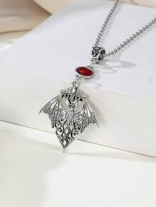 1件哥特式神秘吸血蝙蝠吊坠项链异教复古朋克风格男士派对配饰情侣套装 - 項鍊 - 查看 5