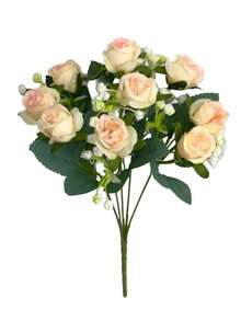 1/2束仿真丝玫瑰花束，11.8英寸假玫瑰，搭配满天星，适用于新娘捧花、周年纪念、婚礼装饰、花瓶装饰、餐桌摆饰及家居装饰、客厅/卧室装饰、情人节派对装饰 - 彩色 - 查看 21