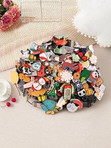 5/10枚随机可爱卡通胸针套装，合金金属别针徽章，动物、水果、蔬菜、卡通、字母图案，隐藏式收藏款式，可爱、优雅、休闲设计，用途广泛，可用于鞋子、包包、衣服、配饰，是送给成人和儿童的绝佳礼物 - 彩色 - 查看 1