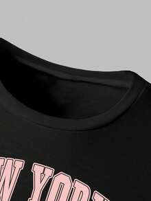 3pcs Girls Letter Print Short Sleeve Set - Multicolor - View 4