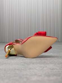 Women's Pointed Toe Bowknot High Heels, Versatile Sexy Party Wedding Elegant Fashion Stilettos - Hot Pink - View 6