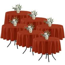 Fitable 6 Pack Rust 70 Inch Round Tablecloth - Stain Resistant And Washable Table Cover, Polyester Fabric Table Cloth For Wedding, Party, Banquet, Formal Events - Rust70InRound - View 1