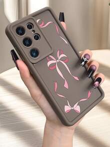 1pc Pink Ribbon Bow Tie Pattern Phone Case Coquette Aesthetic Sweet Feminine Style For Teenagers Holiday Compatible With Samsung Galaxy S26Ultra S26Plus S26 S25 S24FE S24 S23 S22 S21FE S21Ultra Plus Note20 Note20Ultra A13 A14 A15 A16 A17 A33 A34 A35 A36 A52 A53 A54 Case - 咖啡棕 - 查看 12