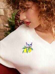 Broches de pájaro y limón esmaltados de lujo - Alfileres de animal y fruta para mujeres y unisex para fiestas casuales, accesorios de joyería, regalos para amigos, insignias y decoración - Birdie Lemon - Ver 5