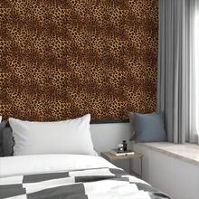 1卷复古野生豹纹自粘墙纸，防水PVC墙贴，卧室背景墙家具装饰装修贴纸，DIY装饰墙贴，尺寸：17.7英寸x39.3英寸/118.1英寸/196.8英寸/393.7英寸 - 卡其色 - 查看 9