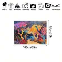 1pc -Chic Tree Tapestry Wall Hanging - Trees In Soft Pink, Yellow & Blue Hues - Lightweight Fabric Suitable For Wall Decor, Party Decoration,, Bedroom, Dorm Room Decor - 如圖所示 - 查看 3