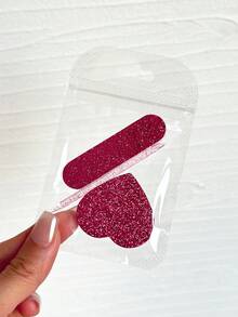 Set de 3 piezas de lima de uñas, bloque de pulido y esponja removedora de color rojo y rosa, kit de cuidado de uñas con diseño de corazón para el Día de San Valentín y Año Nuevo - Multicolor - Ver 14