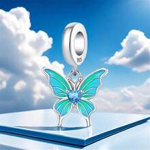 Cute Panda Animal 925 Sterling Silver Charms For Bracelets And Necklace Dangle Pendants Butterfly Elephant Dog Bead Jewelry Present For Women Family Friends - 藍寶石蝴蝶 - 查看 8