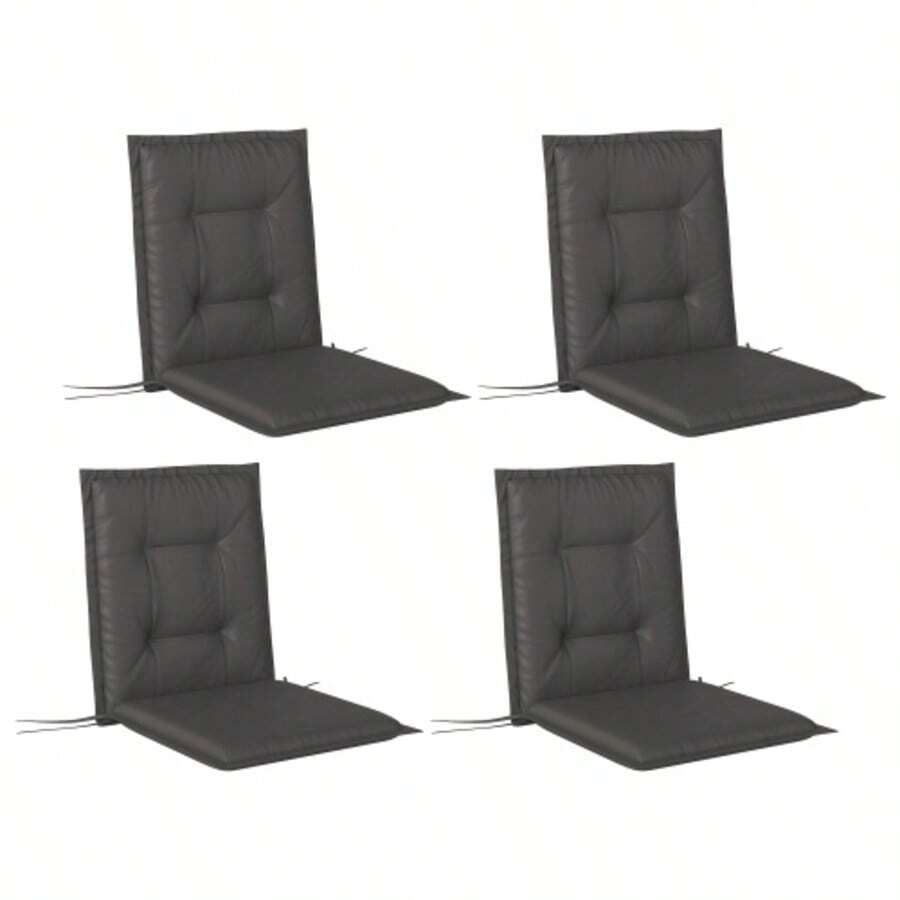 Set Of 4 Seat Cushions, 108 X 50 X 5 Cm, Chair Cushions With Ties, Indoor/Outdoor Seat Cushions, Seat Pads, Bench Cushions For Garden Furniture, Chairs, Dining Chairs, Dark Grey - Black - View 1
