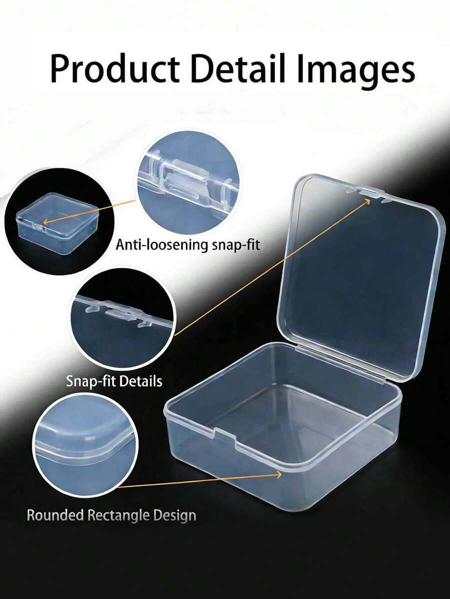 4 Sizes Transparent Plastic Storage Box With Lid - Snap/Hinged Closure, Suitable For Storing Playing Cards, Trading Cards, Office Supplies, Crafts, Jewelry, Miniatures | Stackable Clear Storage Containers For Home And Business Organization - Multicolor - View 1