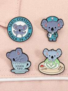 1pc/Set Koala Doctor Brooch Enamel Pins Custom Koala Tea 100% Certified Koala Brooches Backpack Lapel Badge Jewelry Gifts For Friends - Multicolor - View 5