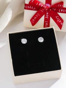 一对玫瑰形锆石耳钉，优雅奢华，是送给女性和女孩的绝佳礼物，适合日常佩戴。 - 彩色 - 查看 3