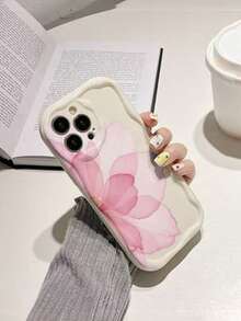 莲花花卉奶油色波浪边时尚加厚防摔手机保护壳，兼容 17/17 Pro/ 15 Pro Max/ 16/16 Pro/16 Pro Max/16 Plus/15 XR/7/8/15 Pro Max/12 Pro Max/13 Pro Max/14 Pro Max、13、14、11、12、14 等机型 - 彩色 - 查看 2