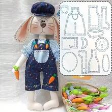 1 mẫu rập may hình thỏ mặc quần yếm (khoảng 30cm), mẫu rập búp bê nhồi bông hình thỏ Miss Rabbit bán trong suốt, mẫu vải mềm mại làm búp bê thỏ thủ công, có thể giặt và tái sử dụng. - Thỏ quần yếm - Xem 2