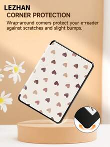 1个棕色心形图案保护套，适用于 Kindle 2024、Kobo、Kindle NK 11/Kindle 儿童版/Kindle Paperwhite 5，电子书阅读器保护套，带自动唤醒/睡眠功能，纤薄便捷，完美贴合保护您的阅读设备，浪漫情人节礼物。 - 彩色 - 查看 5