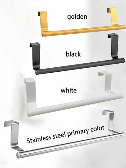1 st handdukshängare i rostfritt stål, handdukshängare monterad på badrumsdörren, badrumstillbehör, tyghanddukshållare monterad på skåpdörren utan borrning, handdukshängare med en stång monterad på skåpdörren