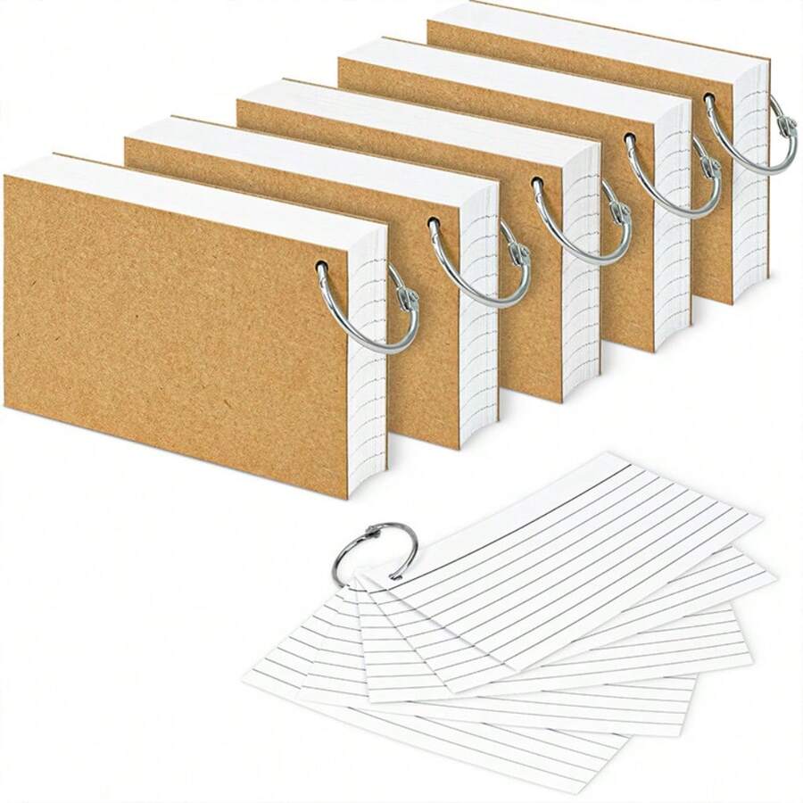 White Index Cards, 7.62x12.7 Cm Loose-Leaf Flashcards With Lines On Both Sides, Thick Note-Cards For Studying And Learning In School Or College,Back To School