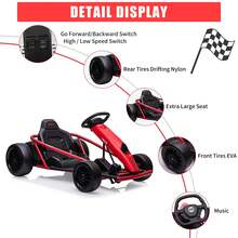 Go Kart Eléctrico 24V con Doble Motor 300W, Batería 9Ah y Carga Máxima 175 Lbs para Niños 8-12 - Rojo - Ver 7