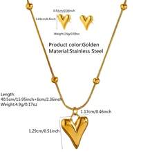 VceTd Bộ trang sức nữ bằng thép không gỉ với thiết kế hình trái tim bóng bẩy, thích hợp cho đi làm hàng ngày, đi chơi, dự tiệc, đám cưới, lễ đính hôn, hoặc làm quà tặng Ngày Valentine cho người yêu thương. - Vàng - Xem 11