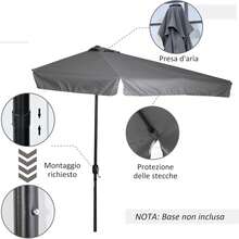 Ombrellone da esterno, supporto e base - Crema - Visualizzare 5