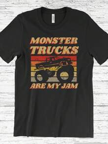 Monster Truck Car Lover T-Shirt, Monster Jam Trucks Crushing Cars Adrenaline Racing Engine Rev Gift Tshirt, Awesome Party Present Tee - màu đen - Xem 1