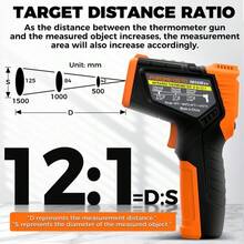 POROMETISTO IM06Max -50 To 800°C Digital Infrared Thermometer Laser Temperature Gun Non-Contact High Temperature Humidity Meter Infrared Thermometer - Coral Orange - View 12