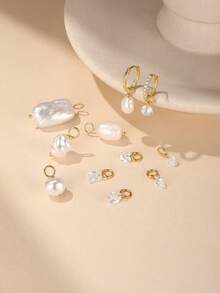 1pc DIY 18K Solid Gold CZ Dangle Hoop Charm Earring Chain Drop Pendent Accessory Dainty Cartilage Helix Tragus Lobe Piercing Gift For Her