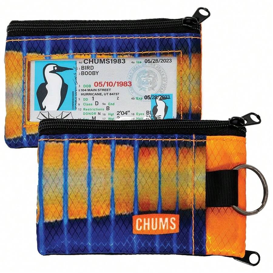 Chums Surfshorts Wallet - Lightweight Zippered Minimalist Wallet With Clear ID Window - Water Resistant With Key Ring - Marlin - View 1