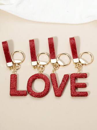 1pc Initial Letter Keychain Pendant, Rhinestone Decor, Handbag Charm, Gift