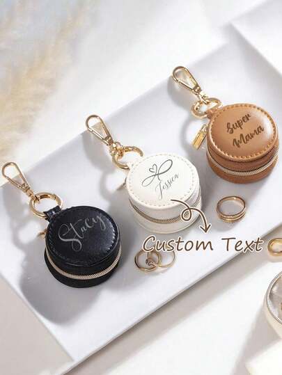 Personalized Mini Gym Ring Holder Travel Jewelry Box,Portable Ring/Earring Storage Box,Custom Gift,The First Gift Of 2025, Leather Keychain Holder, Customized Name Small Jewelry Box, Bridesmaid Gift, Wedding Gift Back To School