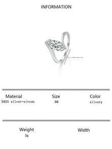 1枚简约S925纯银眼睛形状锆石戒指，适合女性，可用于订婚、约会、晚宴、日常佩戴、节日礼物等场合。