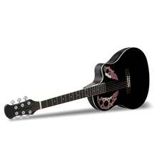 41 Inch Cutawary Round Back Acoustic Guitar Spruce Top Grape Hole Black,If You Want To Learn Guitar And You Are Looking For A Fashion Guitar, Then We Recommend The 41 Inch Cutawary Round Back Acoustic Guitar Spruce Top Grape Hole. This Guitar Has A Fashion Grape Hole And Round Black Design. Each Hole Size And Position Of Grape Sound Hole Can Increase The Guitar Sound. The Decals Are Also Stylish. The Round-Back Design Allows The Sound Waves To Be Quickly Reflected Towards The Sound Hole, The Sound Is Clear, And The Sound Is More Effective. - 黑色 - 查看 5